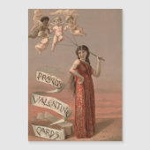 Prang's Valentine Cards AD, Woman & Cherubs Magnetkarte (Vorderseite)