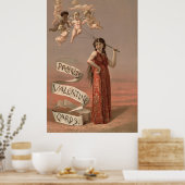 Prang's Valentine Cards AD, Woman & Cherubs Poster (Küche)