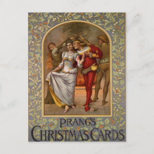 Prang's Vintage-Weihnachten-Mistelzweig-Kuss Postkarte