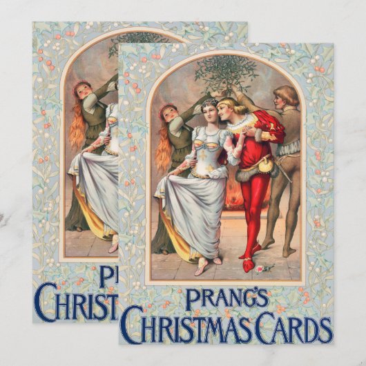 Prang's Weihnachtskarte (ca. 1886) Einladung. Einladung (Vorne/Hinten)
