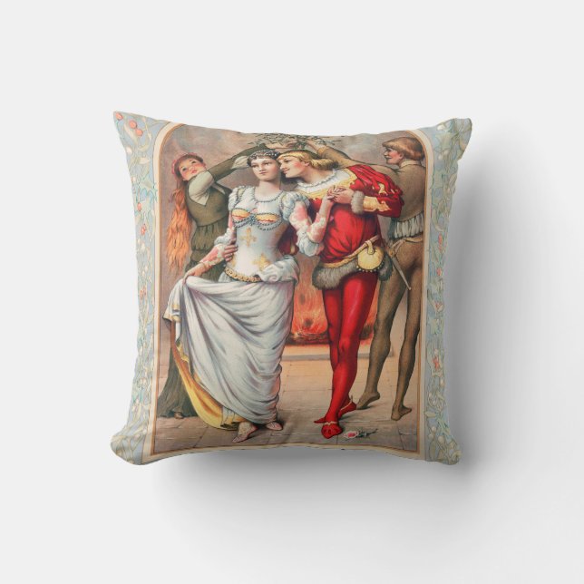 Prang's Weihnachtskarte (ca. 1886) Kissen (Vorderseite)