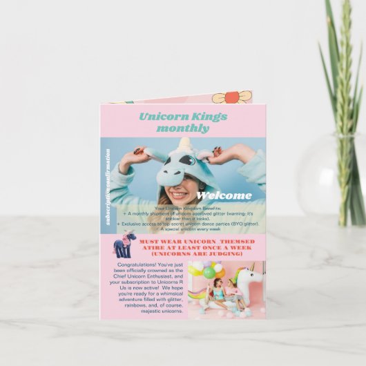 Prank Birthday Invite, Einhorn Liebe, Groovy Party Einladung (Vorderseite)