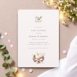 Präparieren Sie die nest rosa Wasserfarbe minimale Einladung