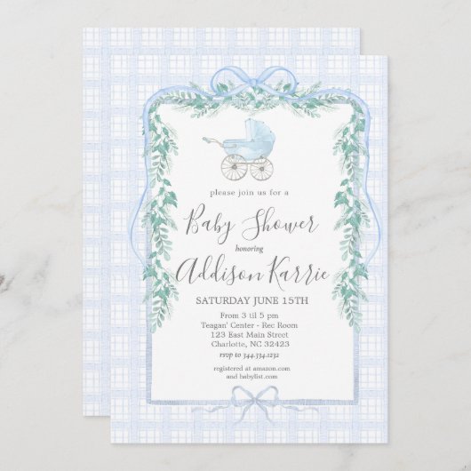 Präparierte Südkutschenwache mit Baby-Dusche Einladung (Vorne/Hinten)