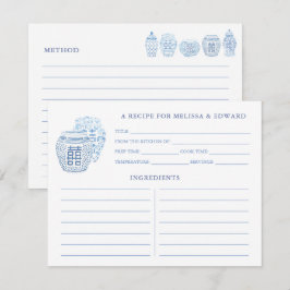Präppy Blue and White Ginger Jars Rezept Card Einladung