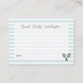 Präppy Blue Tennis Baby Showbuchanfrage Begleitkarte (Rückseite)