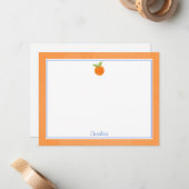 Präppy Citrus Frucht Orange & Blue Note Card Mitteilungskarte (Vorderseite/Rückseite Beispiel)