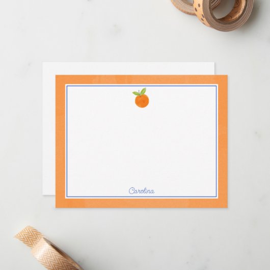 Präppy Citrus Frucht Orange & Blue Note Card Mitteilungskarte (Vorderseite/Rückseite Beispiel)
