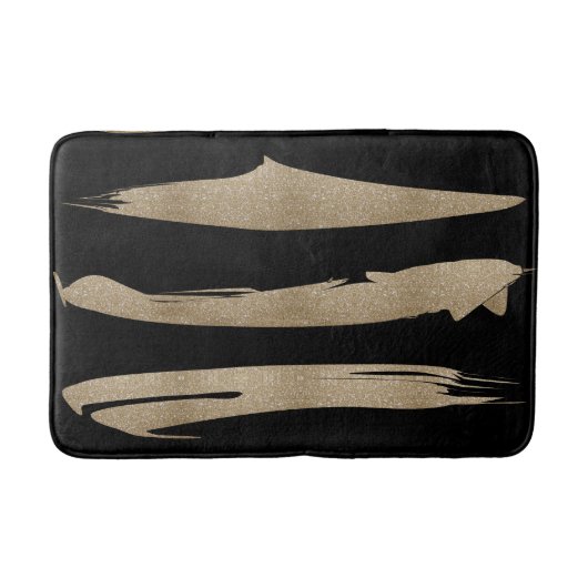 präppy geometrisches Muster schwarz-goldene Streif Badematte (Vorderseite)