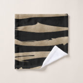 präppy geometrisches Muster schwarz-goldene Streif Badhandtuch Set (Waschlappen)