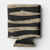 präppy geometrisches Muster schwarz-goldene Streif Dosenkühler (Rückseite)