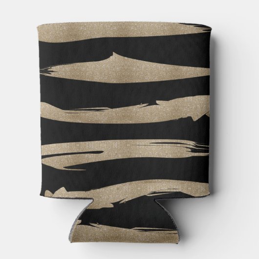 präppy geometrisches Muster schwarz-goldene Streif Dosenkühler (Rückseite)