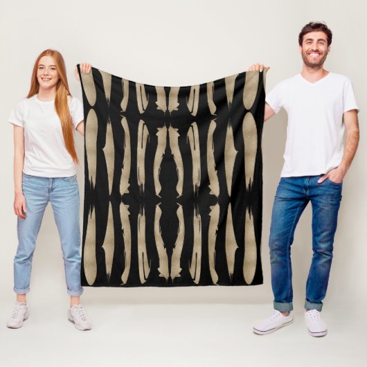 präppy geometrisches Muster schwarz-goldene Streif Fleecedecke (Beispiel)