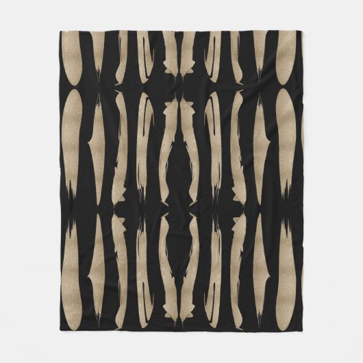 präppy geometrisches Muster schwarz-goldene Streif Fleecedecke (Vorderseite)