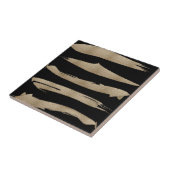 präppy geometrisches Muster schwarz-goldene Streif Fliese (Seite)