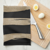 präppy geometrisches Muster schwarz-goldene Streif Geschirrtuch (Viertel Falte)