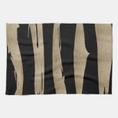 präppy geometrisches Muster schwarz-goldene Streif Geschirrtuch (Horizontal)