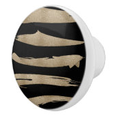 präppy geometrisches Muster schwarz-goldene Streif Keramikknauf (Rechts)