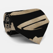 präppy geometrisches Muster schwarz-goldene Streif Krawatte (Gerollt)