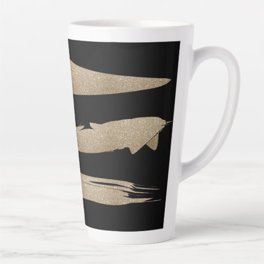 präppy geometrisches Muster schwarz-goldene Streif Milchtasse (Rechts)