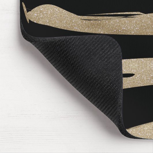 präppy geometrisches Muster schwarz-goldene Streif Mousepad (Ecke)