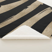 präppy geometrisches Muster schwarz-goldene Streif Sherpadecke (3/4)