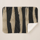 präppy geometrisches Muster schwarz-goldene Streif Sherpadecke (Vorderseite (Horizontal))