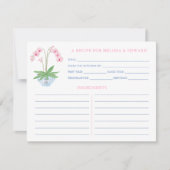 Präppy Pink Blue Orchid Brautparty Rezept Karten (Vorderseite)