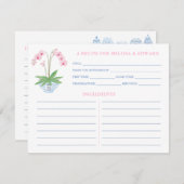 Präppy Pink Blue Orchid Brautparty Rezept Karten (Vorne/Hinten)