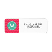 Präppy-rosa-Zickzack-Monogramm-Adressenaufkleber (Vorne)