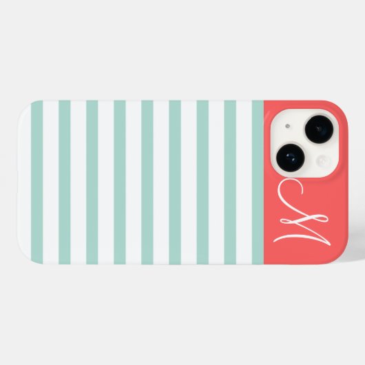 Präppy-Streifen für Minze und Korallen Case-Mate iPhone Hülle (Rückseite (Horizontal))