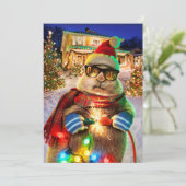 Präriehund mit Weihnachtslicht Einladung (Stehend Vorderseite)