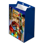 Präriehund mit Weihnachtslicht Mittlere Geschenktüte (Vorderseite Schrägansicht)