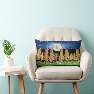 Präriehund-Mond-Nachtszenen-Designer-Kissen Lendenkissen