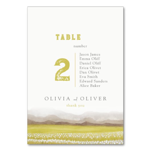 Prärien bei der Blütezeit Tischnummer (Rückseite)