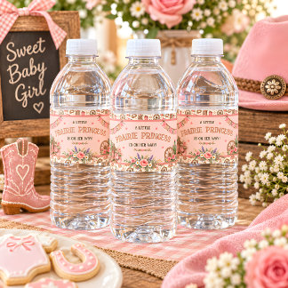 Prärieprinzessin Western-Baby-Party Wasserflaschenetikett