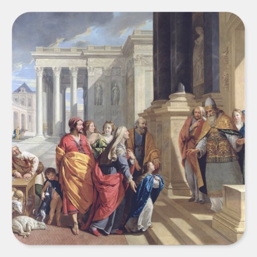 Präsentation der Jungfrau im Tempel Quadratischer Aufkleber (Vorderseite)