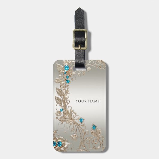 Präsentieren des Gold Blue Stones Gepäckmarke Gepäckanhänger (Vorderseite vertikal)