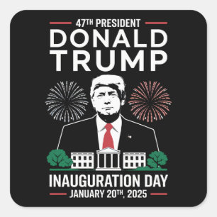 Präsident 47 D J Trump Tag der Amtseinführung Janu Quadratischer Aufkleber