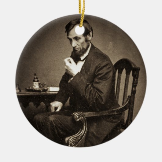 PRÄSIDENT ABRAHAM LINCOLN 1862 STEREOVIEW KERAMIKORNAMENT (Vorne)