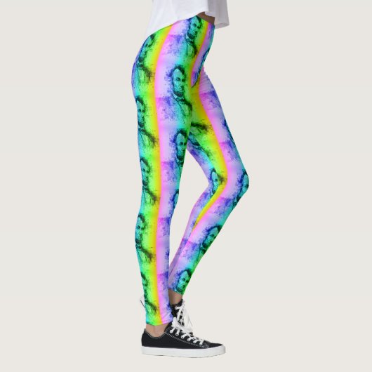 Präsident Abraham Lincoln Funny Rainbow Typografy Leggings (Rechts)