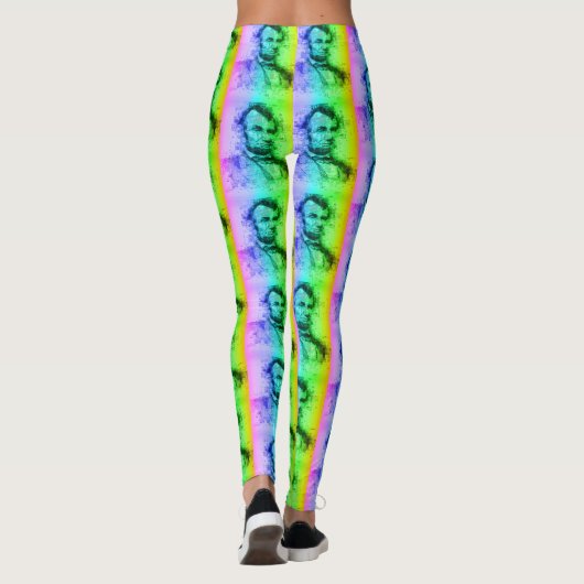 Präsident Abraham Lincoln Funny Rainbow Typografy Leggings (Rückseite)