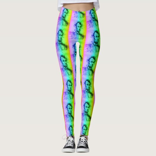 Präsident Abraham Lincoln Funny Rainbow Typografy Leggings (Vorderseite)