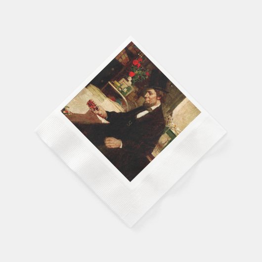 Präsident Abraham Lincoln mit Rose und Hut Serviette (Ecke)