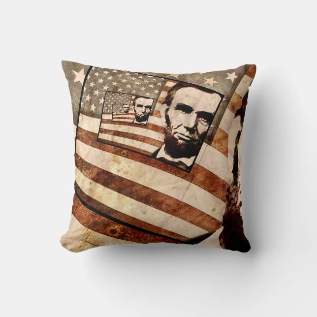 Präsident Abraham Lincoln Patriotic Flag Kissen (Vorderseite)