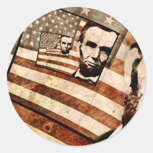 Präsident Abraham Lincoln Patriotic Flag Runder Aufkleber