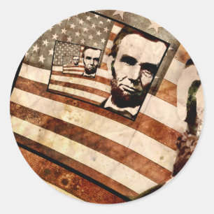 Präsident Abraham Lincoln Patriotic Flag Runder Aufkleber