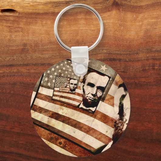 Präsident Abraham Lincoln Patriotic Flag Schlüsselanhänger (Vorderseite)