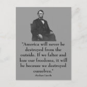 Präsident Abraham Lincoln Postkarte (Vorderseite)