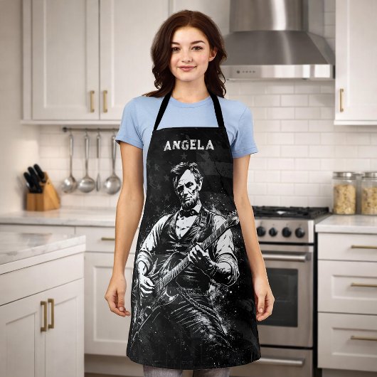 Präsident Abraham Lincoln spielt Gitarre Schürze